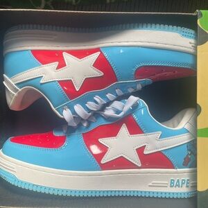 Bape Blue and Red Star Sneakers